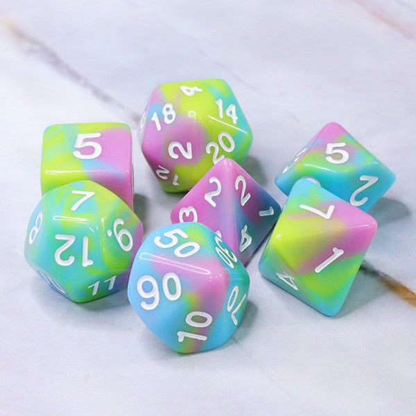 Childhood 7pc Dice Set inked in White